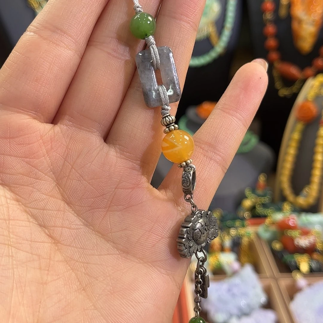 翡翠未镶嵌颈饰手机挂，包包挂