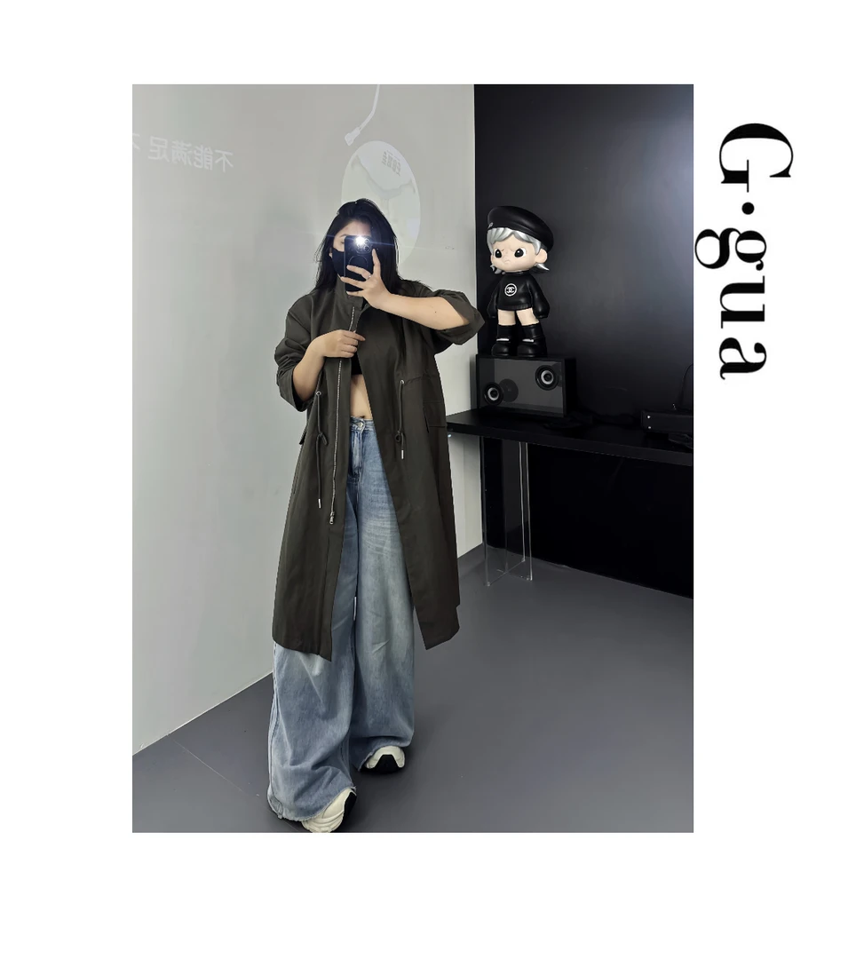 【张_Ggua】大码立领松弛大廓形中长款风衣女百搭日常老钱感