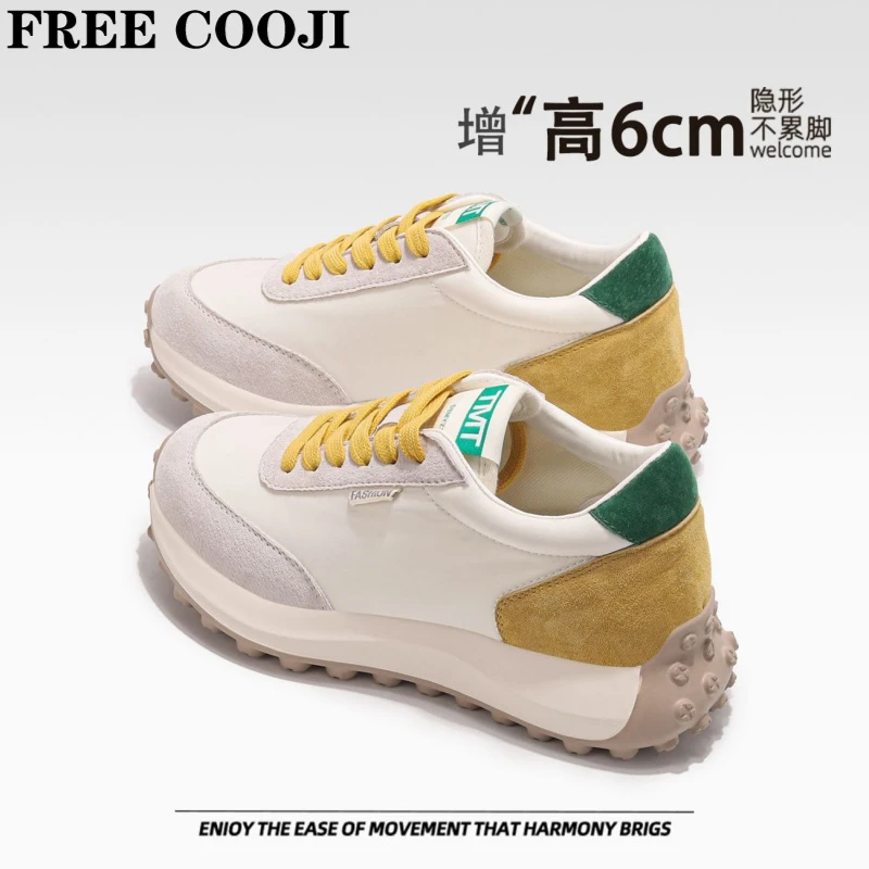 FREECOOJI德训鞋女鞋内增高6cm阿甘鞋女运动休闲软底内增高女鞋