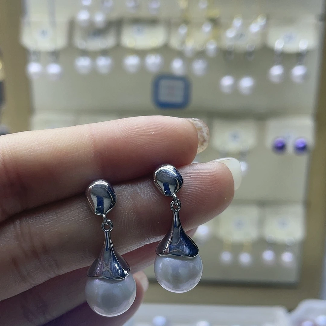 淡水珍珠耳饰银S925镶嵌