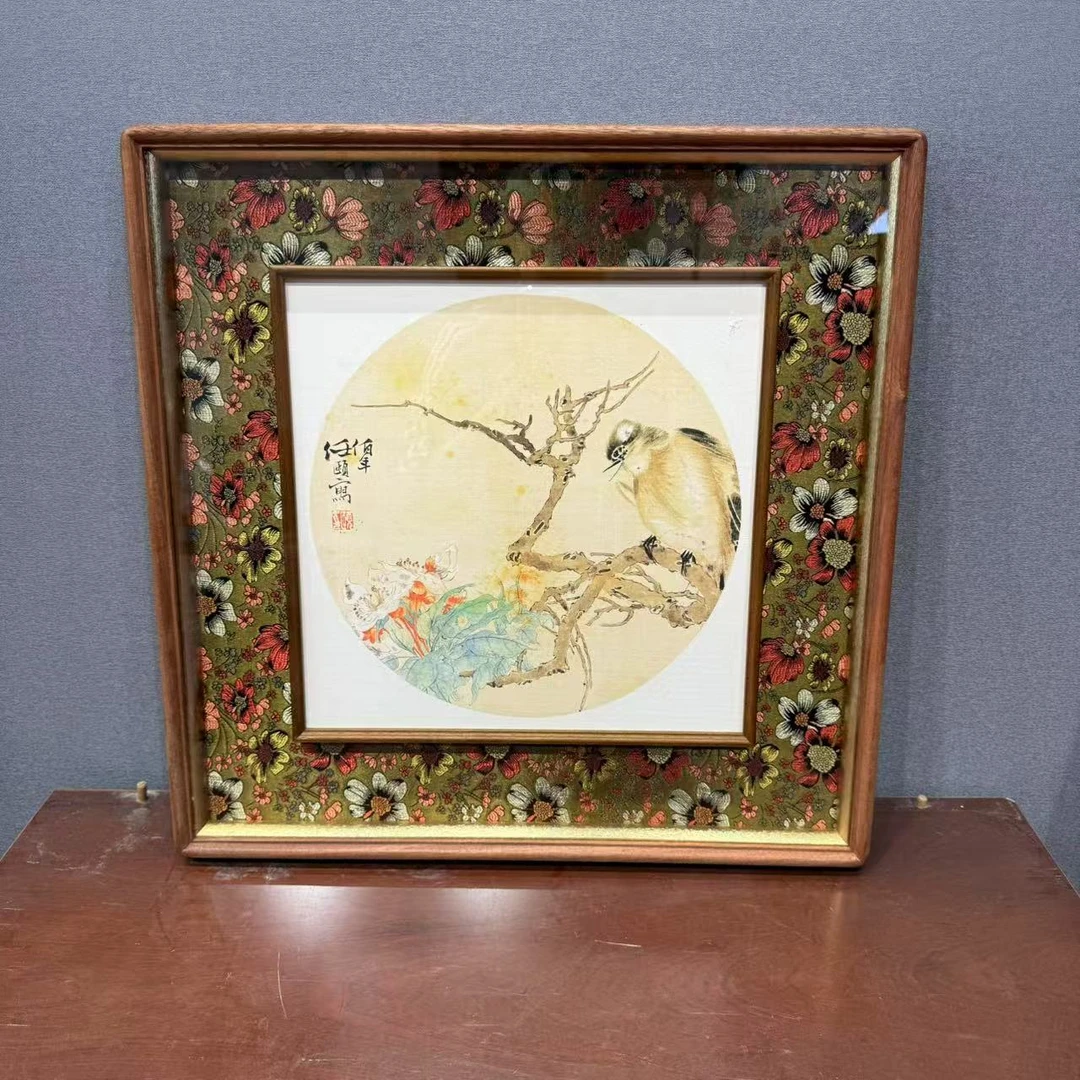金接边百花锦--50x50乌檀木框中框画框【画心33x33】