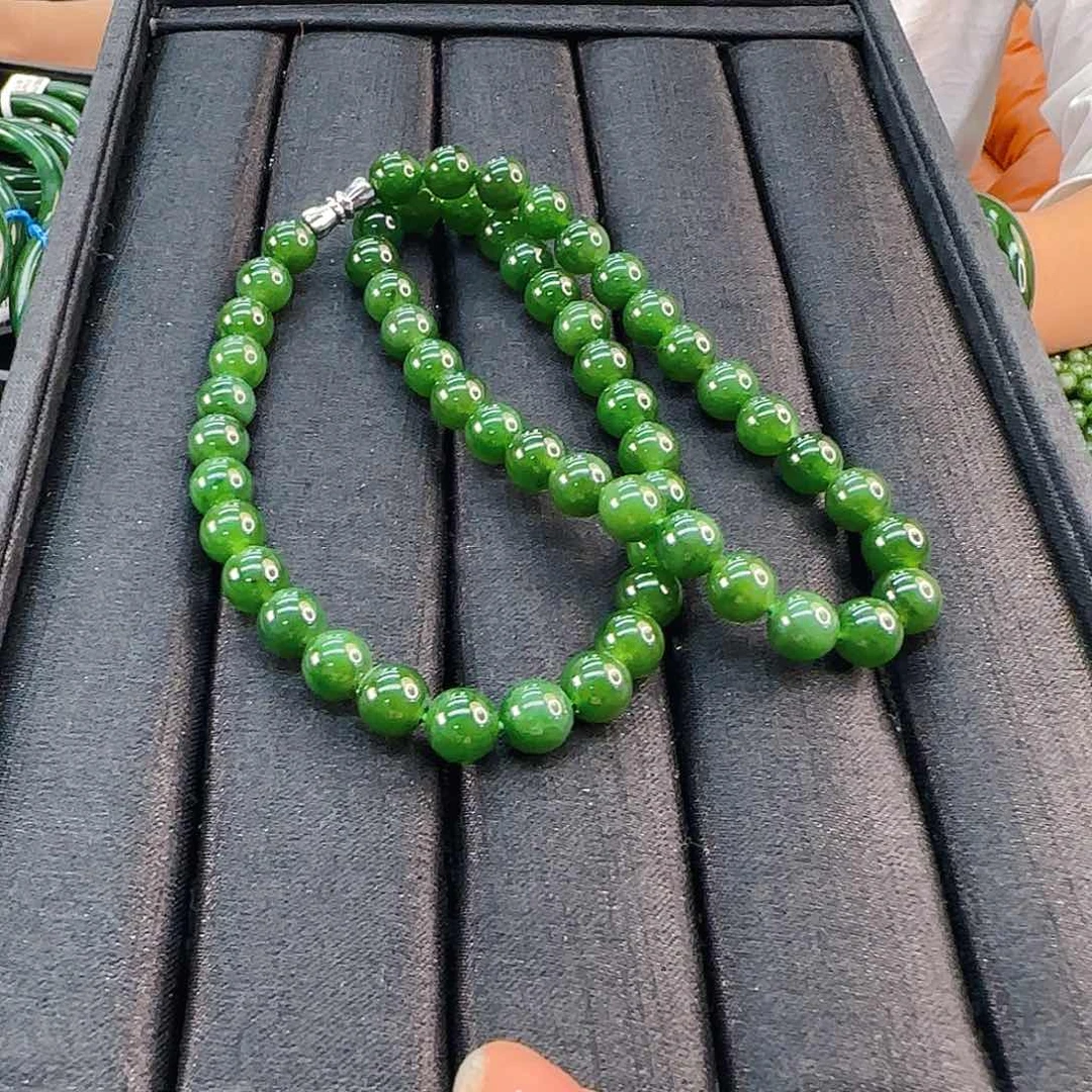 颈饰未镶嵌和田玉碧玉卡8妈妈链高品质