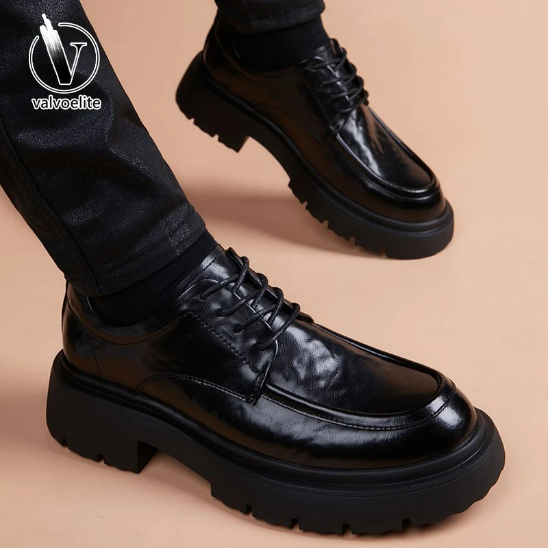 VALVOELITE皮鞋男商务休闲新款百搭高档厚底男士秋季户外厚底鞋