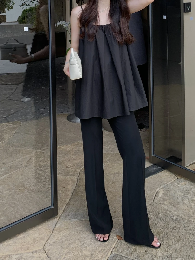 Ah·Jing 梓静【松弛有度】喇叭女新款垂坠感通勤微型喇叭裤子0820