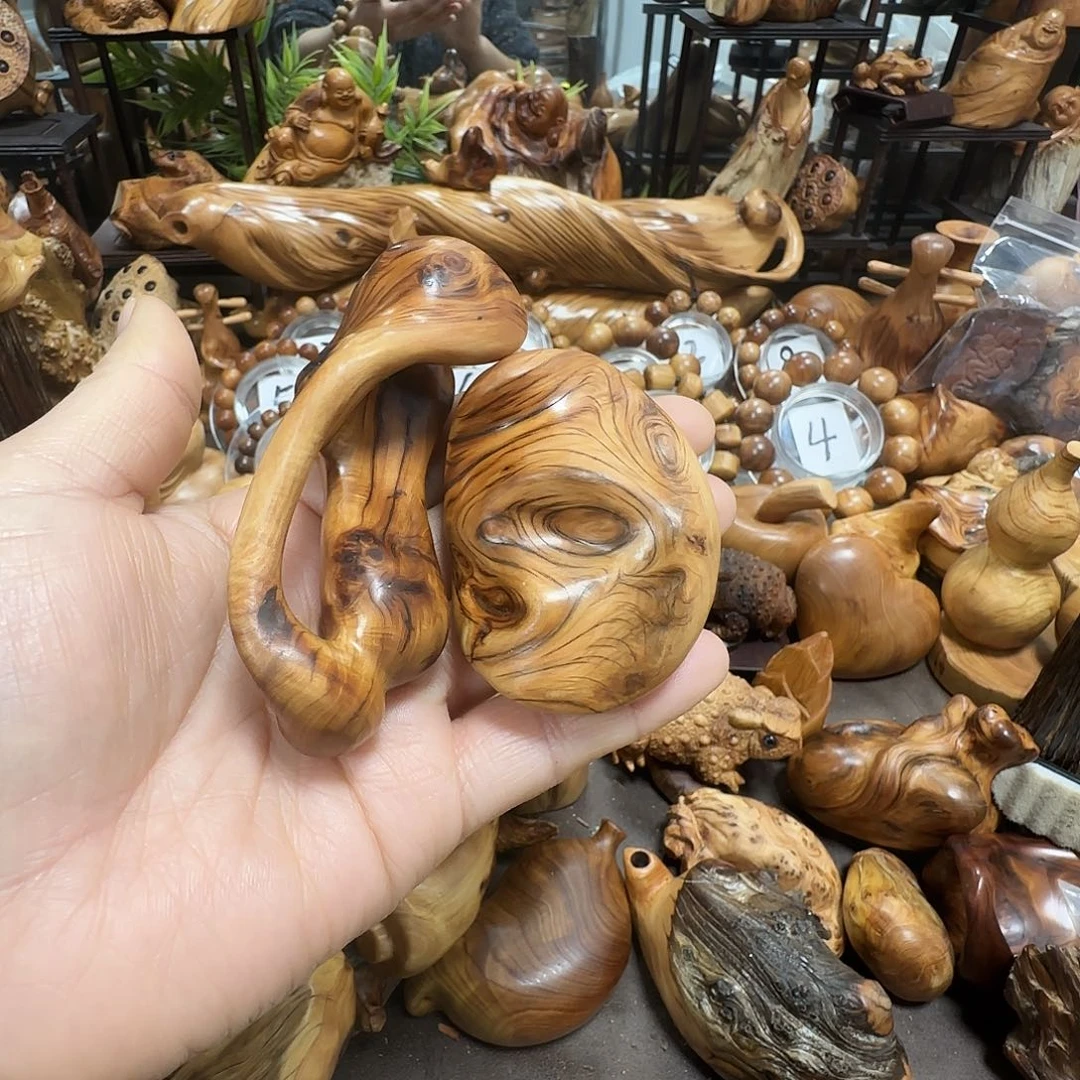 -****柏木（崖柏）太行崖柏陈化虎皮纹随型手把件2件