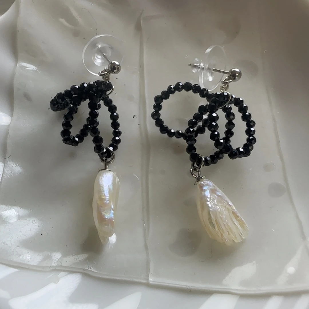 浣***、淡水珍珠银S925镶嵌耳饰