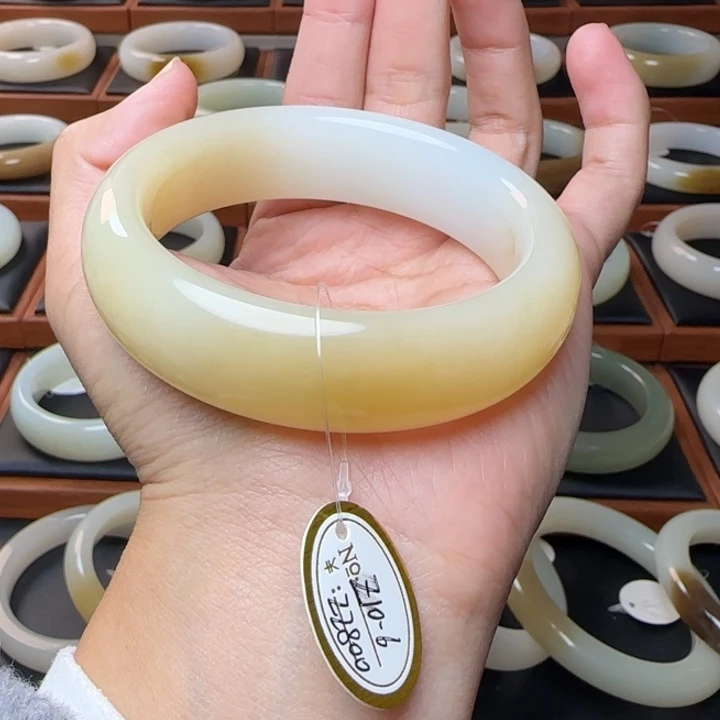 和田玉未镶嵌手镯黄金糖白58.4