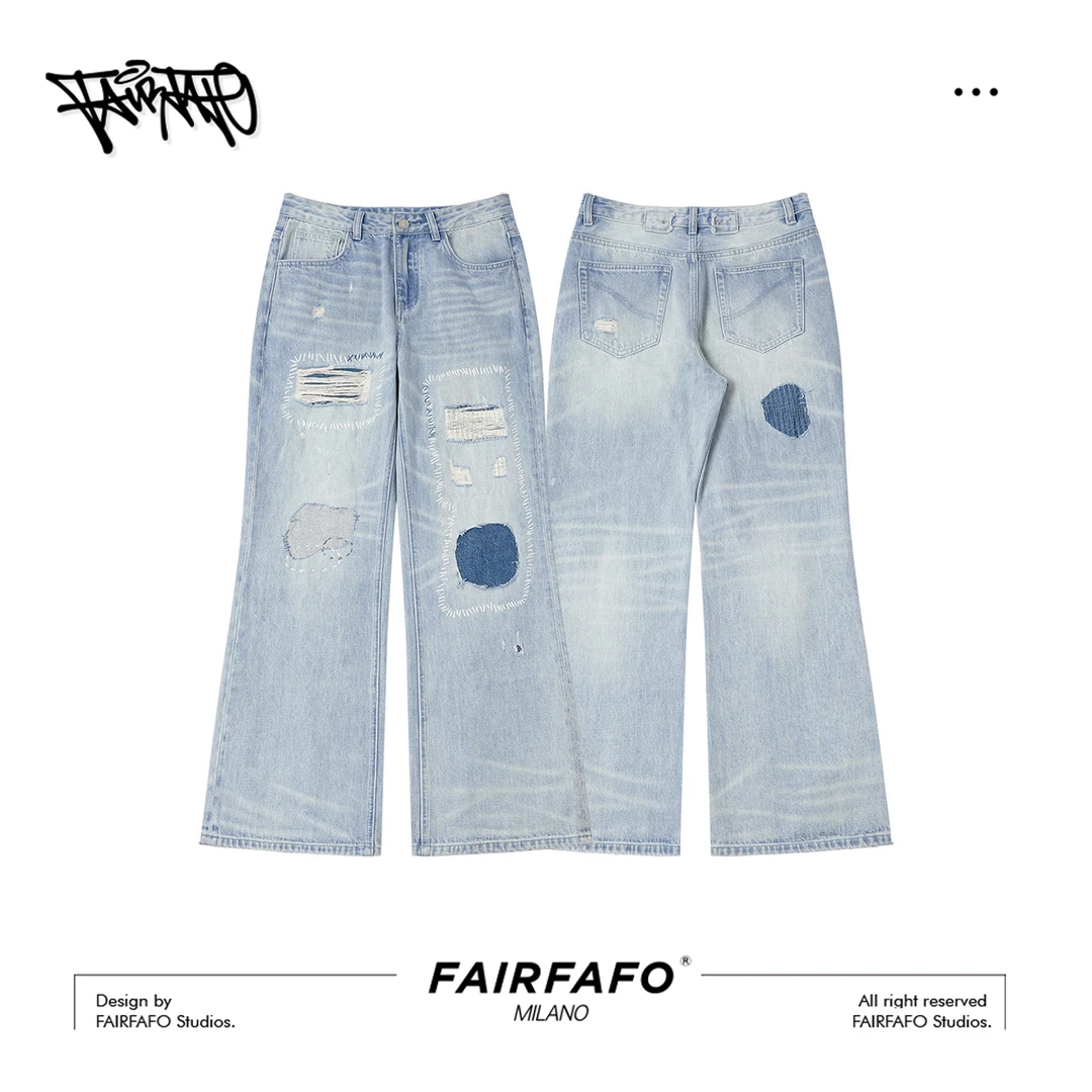 【创意破洞手缝线牛仔裤】夏季新品薄牛仔洋气牛仔长裤KZBL54310