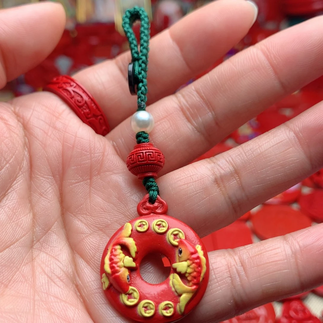 天然辰砂工艺品朱砂钥匙扣