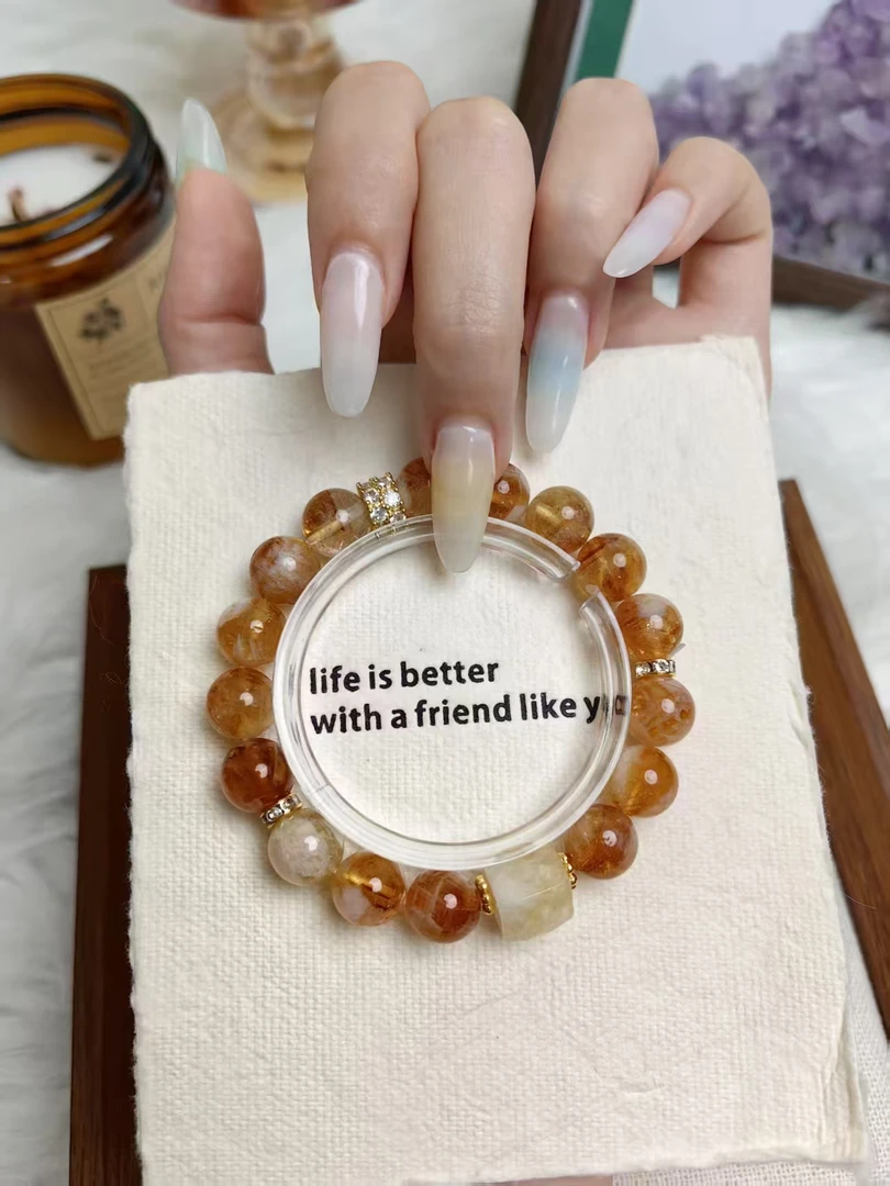 天然水晶黄塔晶方糖手串手链女神百搭时尚A022