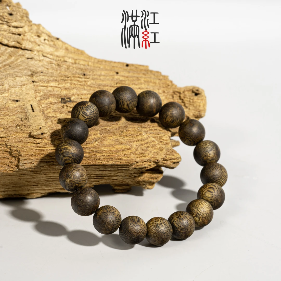 沉香手串乌身圆叶/圆珠1.2单圈99分沉/海南莺歌绿棋楠WD80