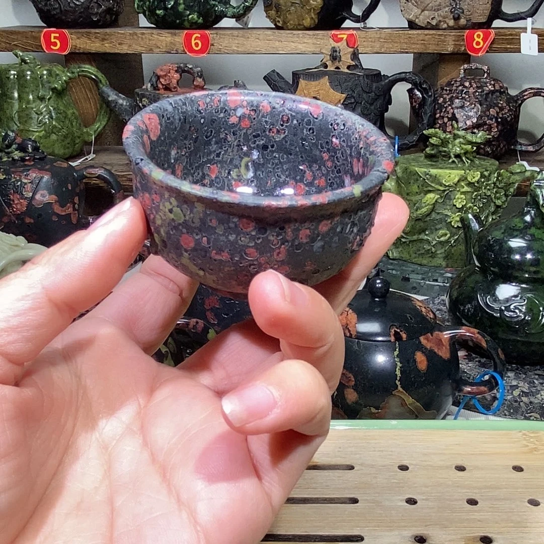 安山玉梅花玉品茗杯50CC