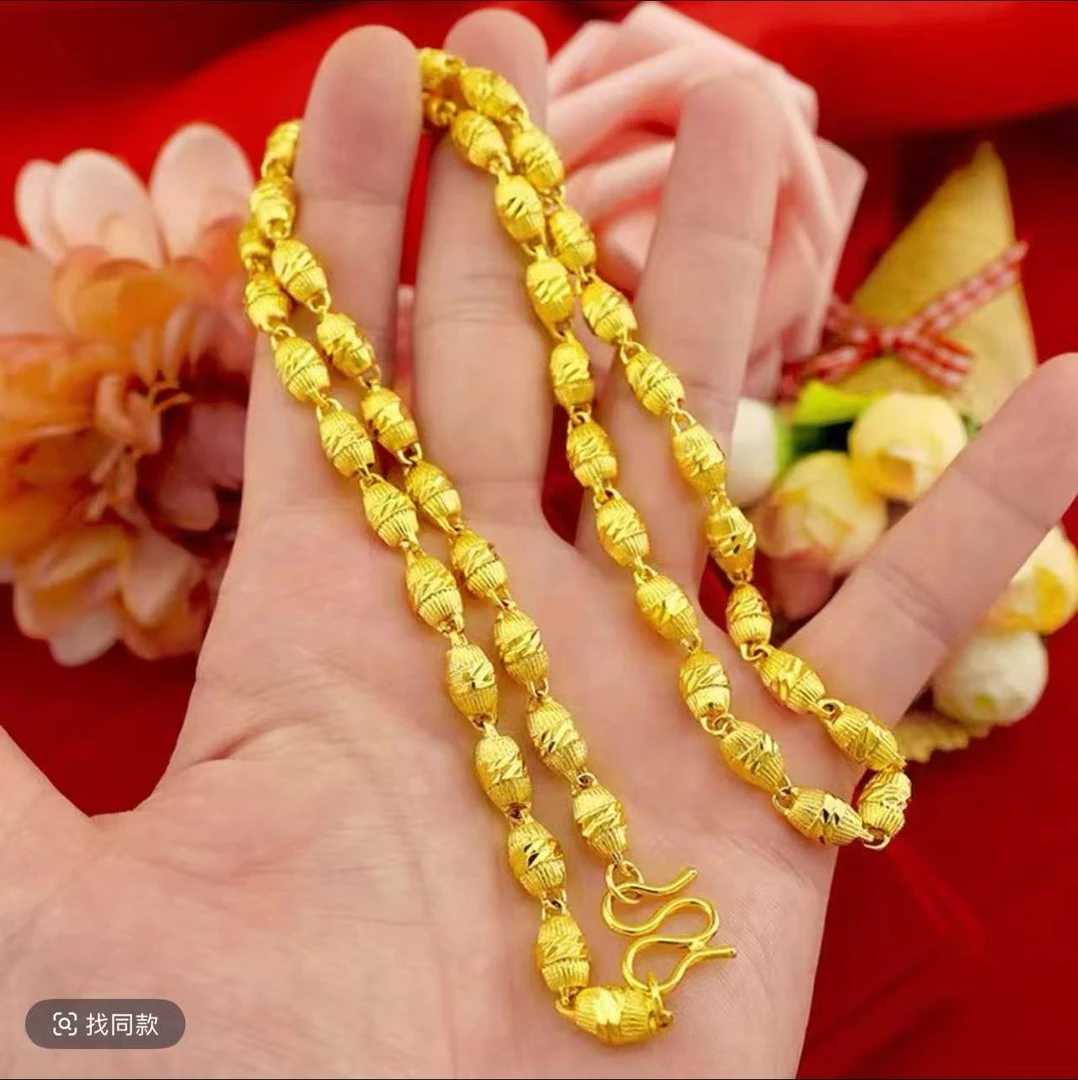 合金项链 经典款   卡8雕花橄榄链   实心款  经典  百搭  时尚