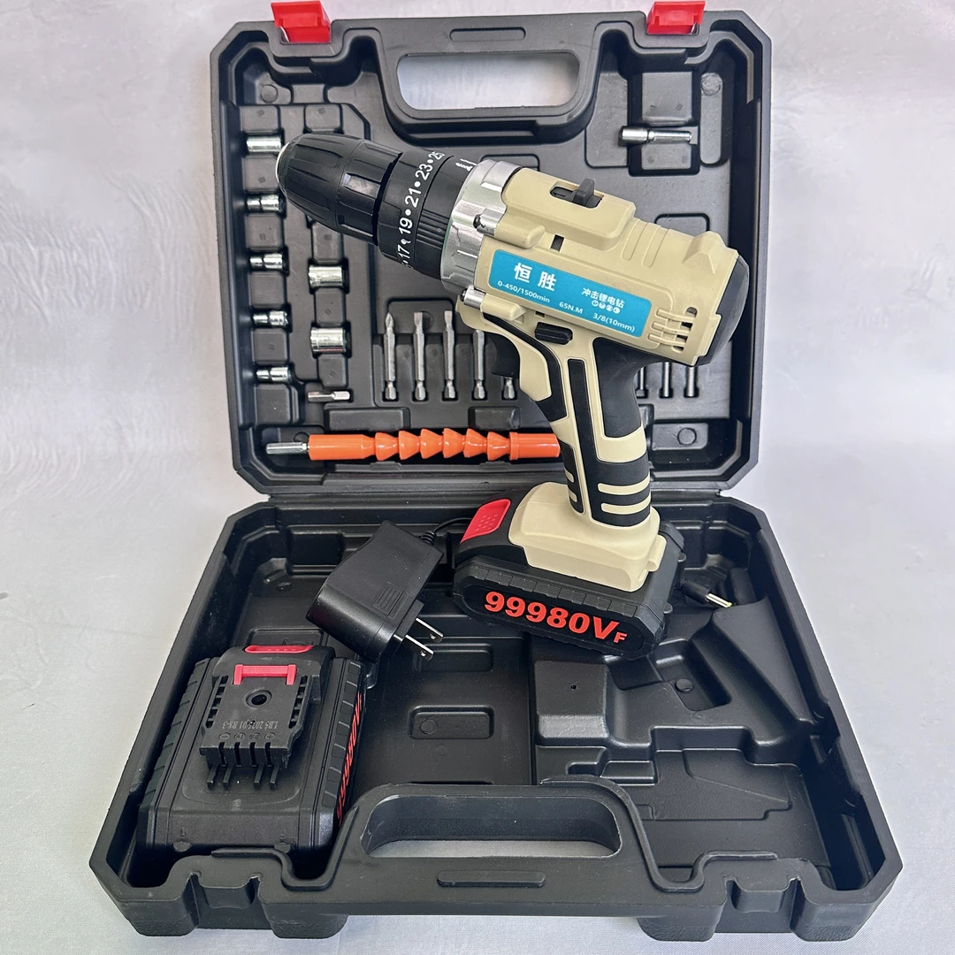 【两电一充】冲击手电钻 白钻 螺丝刀三功能手电钻多功能家用锂电