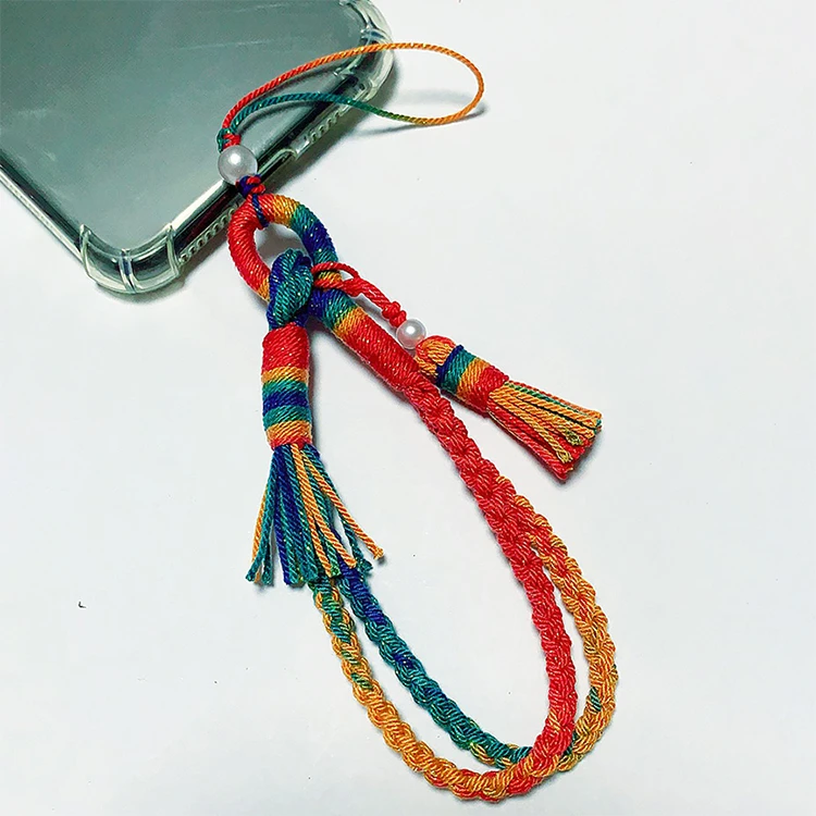 藏式手搓棉手机挂绳手工编织绳手把件手腕女士时尚防丢简约手机链