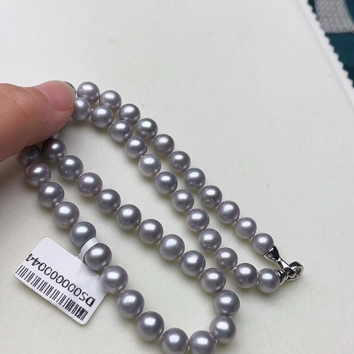 淡水珍珠银S925镶嵌颈饰卡8➕高品极光高级灰毕业级