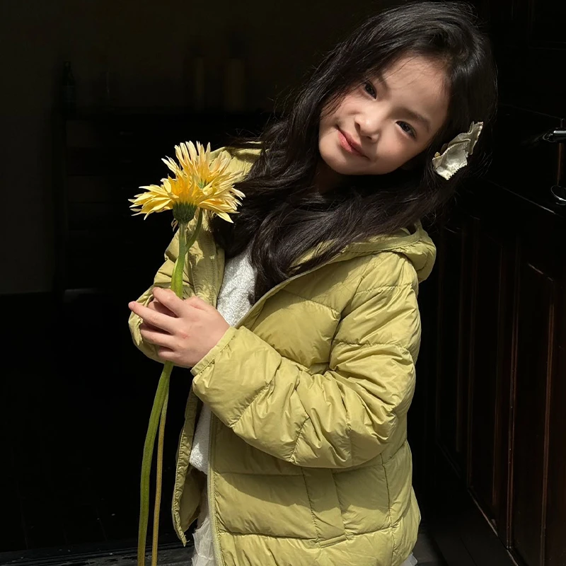 2025新款儿童羽绒服男童女童中大童轻薄款连帽白鸭绒洋气保暖外套