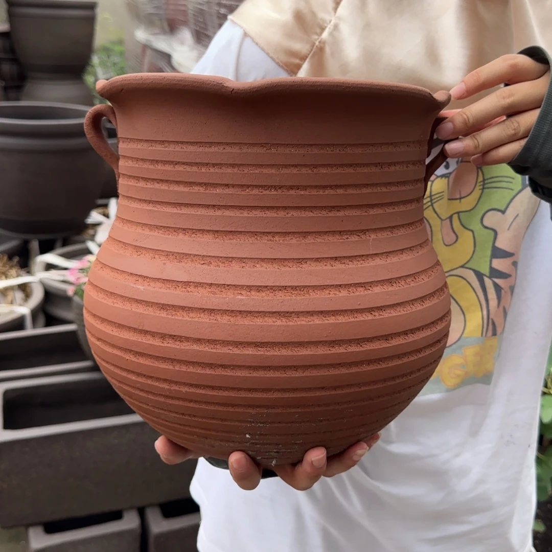 朱泥花盆口27高27宜兴紫砂