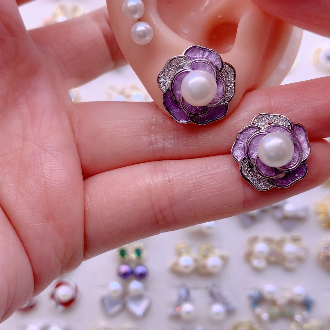 淡水珍珠耳饰合金