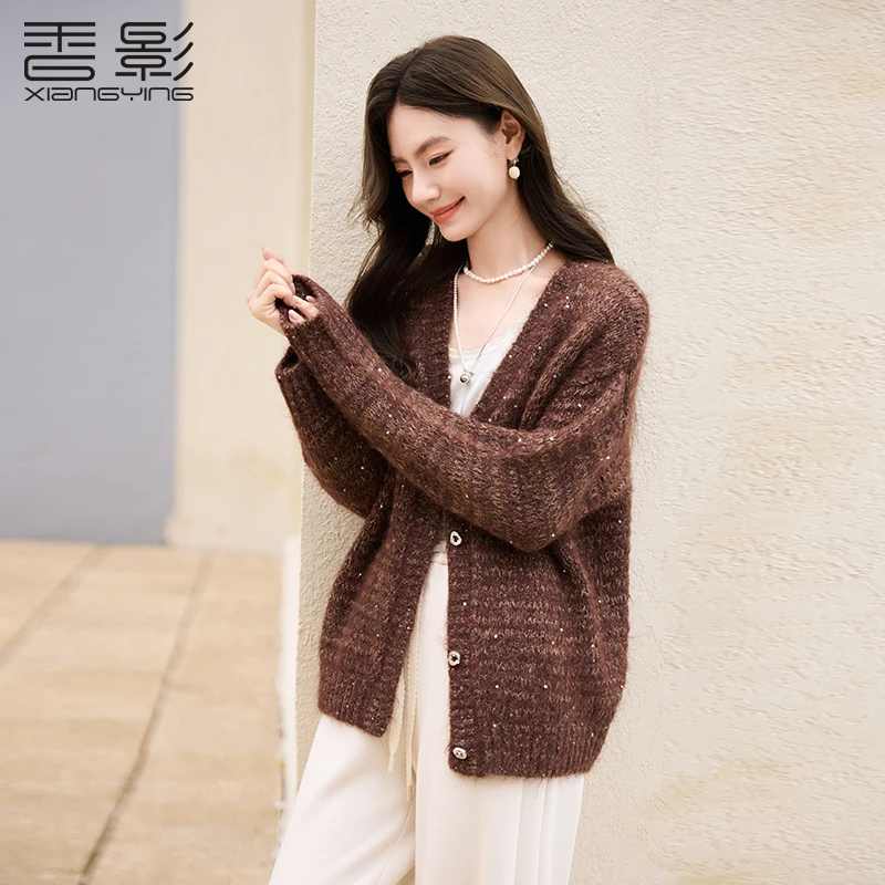 【直播专享】M85A389毛针织衫 香影咖色针织衫女秋季新款含羊毛亮