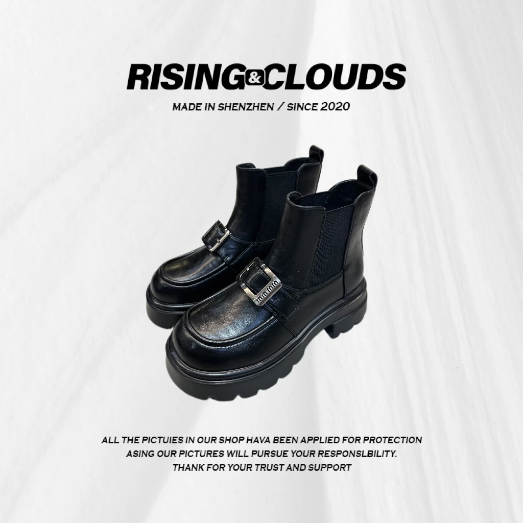 RISING&CLOUDS【小云姐】百搭银扣厚底切尔西靴靴120294
