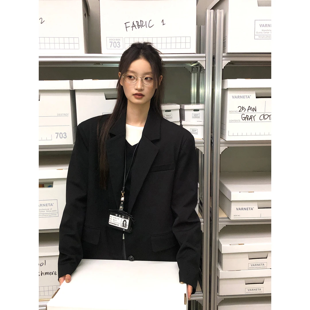 【摩登画报西装外套】气质高级感黑色廓形休闲BD西装外套253R2493