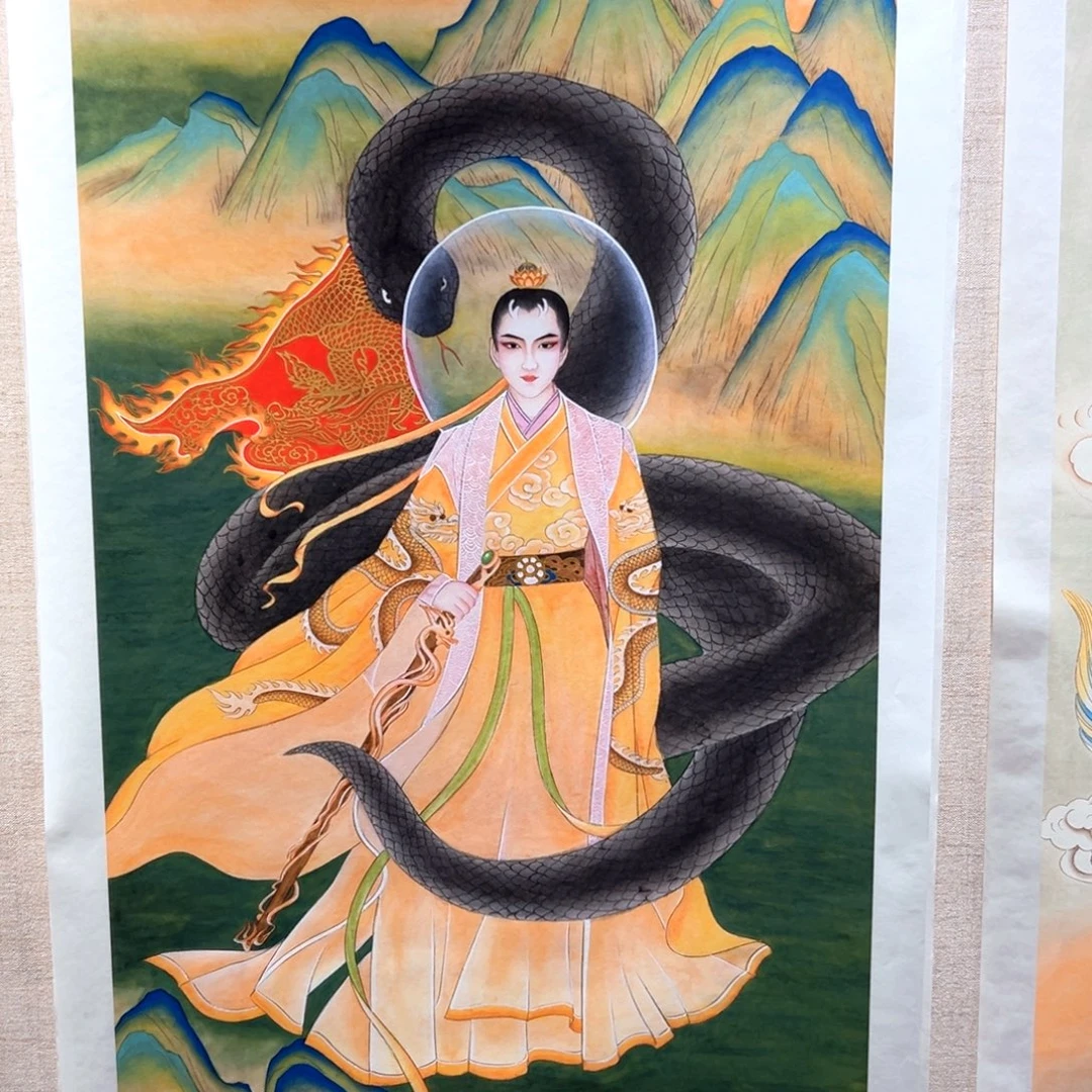 羊***羊国画李老师蟒仙作品带手工装裱