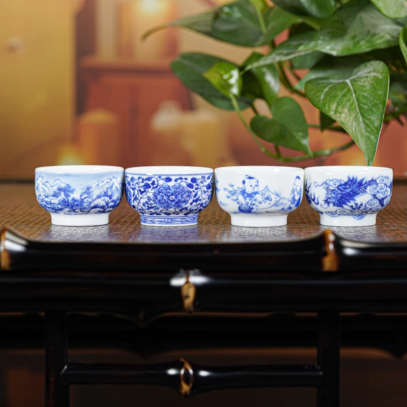 【墨舍名窑】九段烧妙手青花压手4/套组（果实）jd687景德镇陶瓷茶具