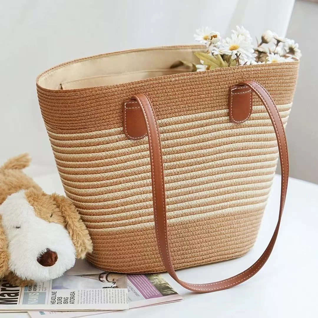 编织草编2025夏季新款通勤大容量单肩百搭时尚托特沙滩包包