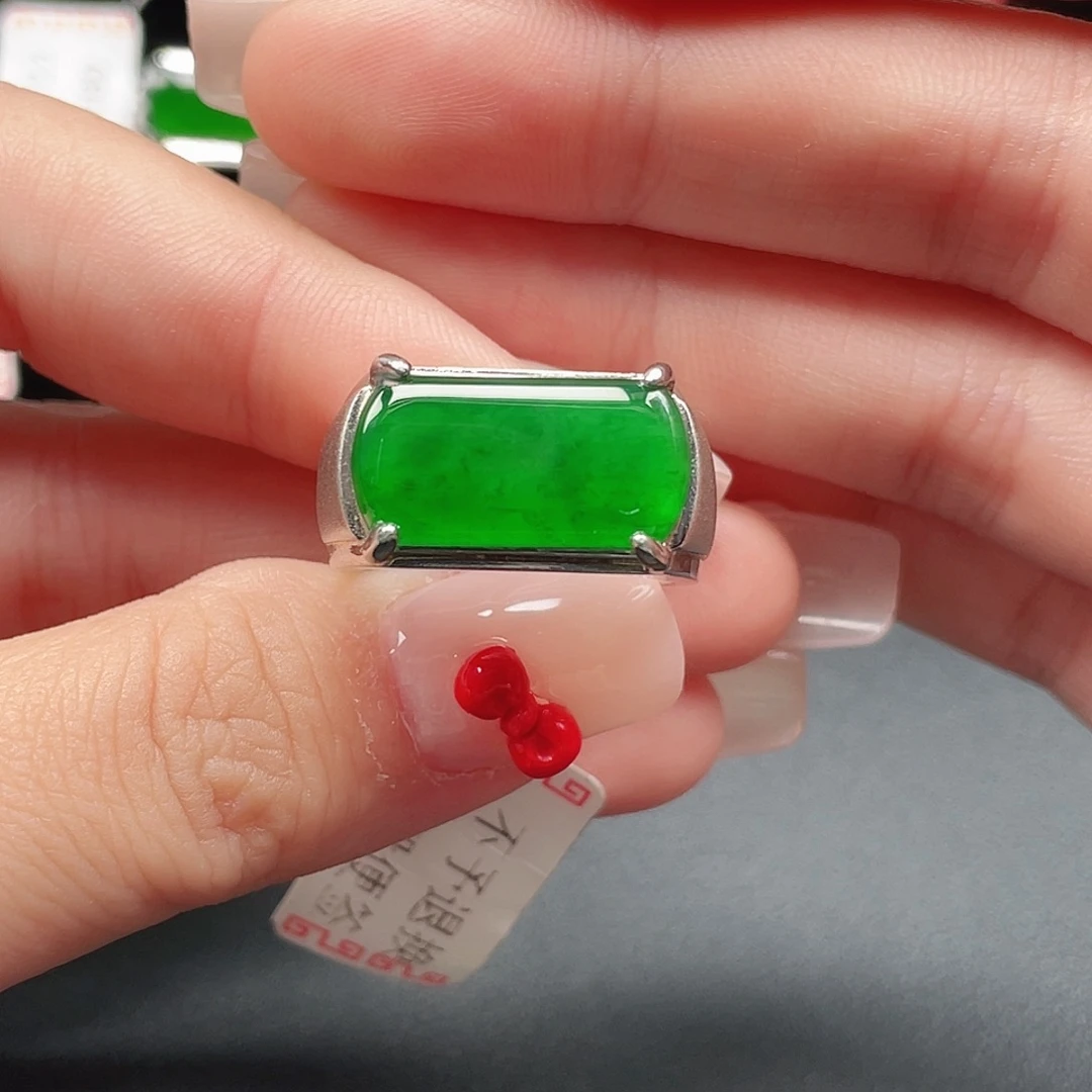 翡翠银S925镶嵌戒指2773