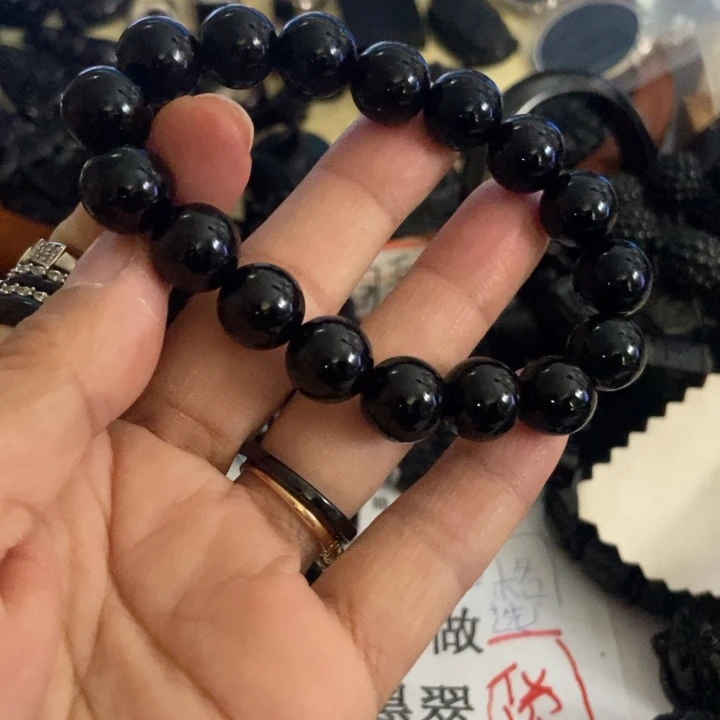 翡翠未镶嵌手链墨翠12