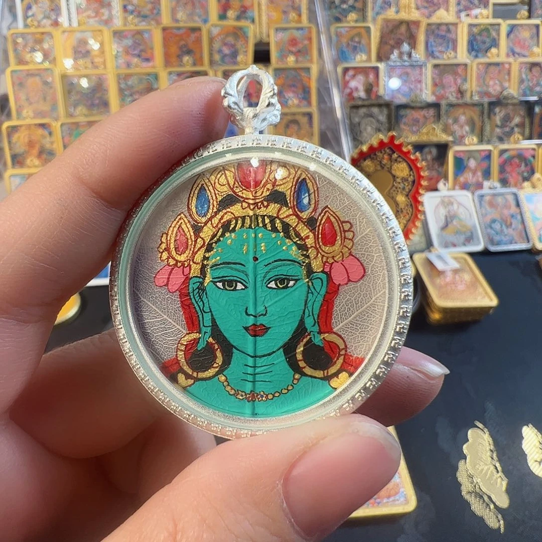 吊坠*️****绿度母纯手绘唐卡