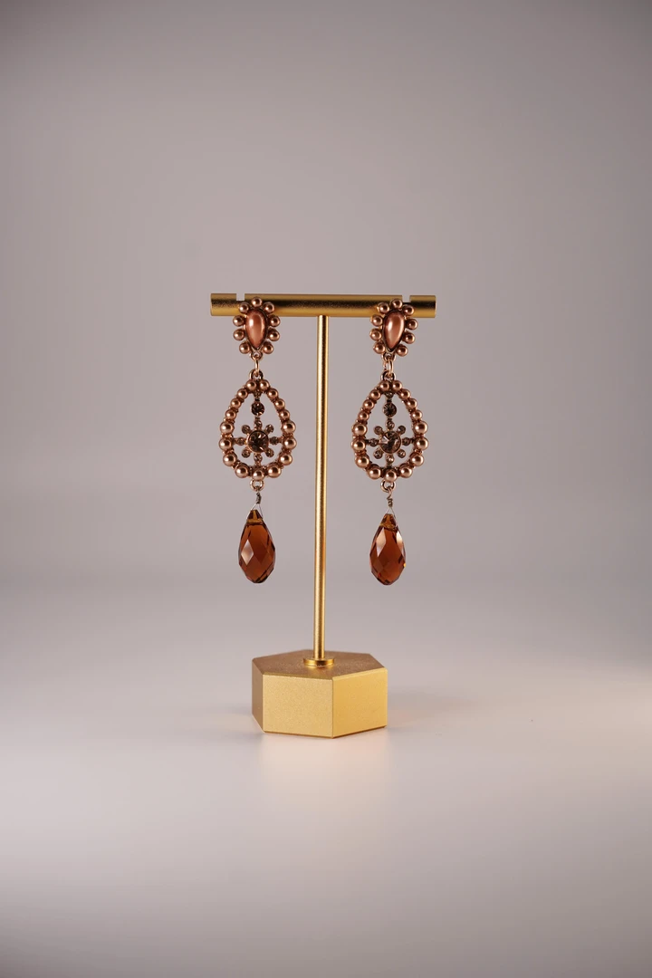 铜合金耳饰 莫奈中古琉璃耳坠中古老货默认微瑕