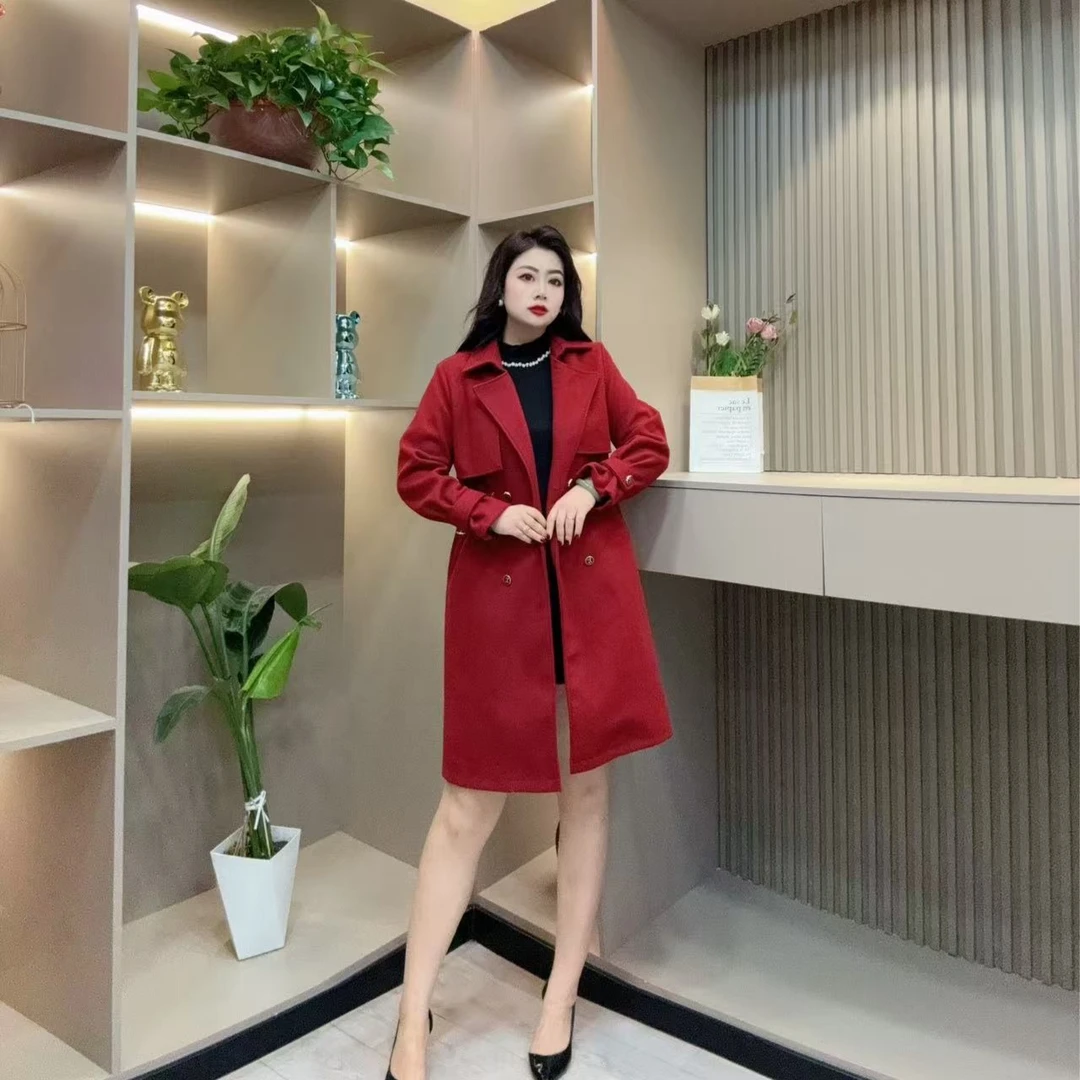 春季风衣外套-鸿 276 时尚抽绳收腰显瘦洋气百搭胖MM大码女装新款