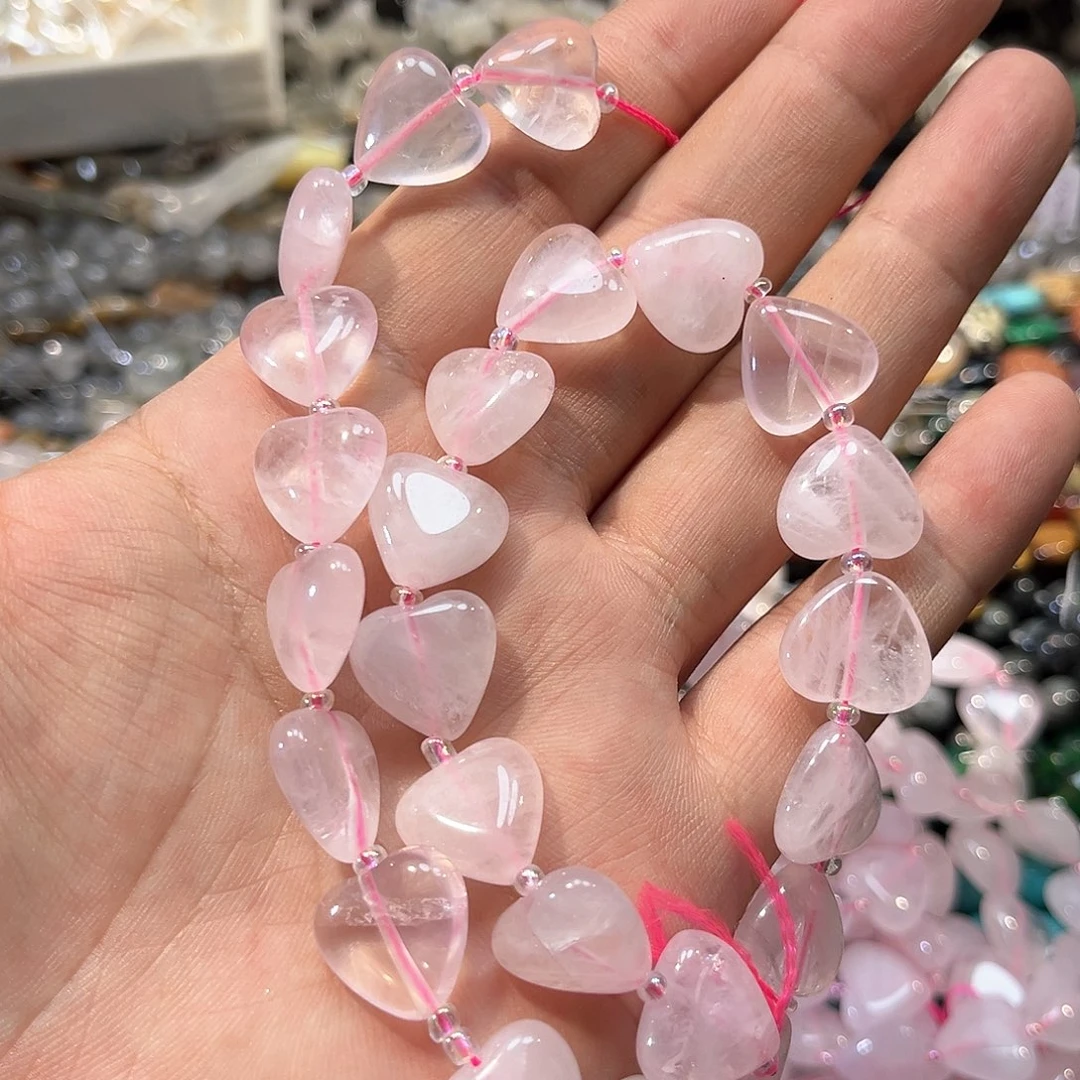 玛瑙/玉髓合金珠宝半成品马达加斯新光粉一条爱心15mm