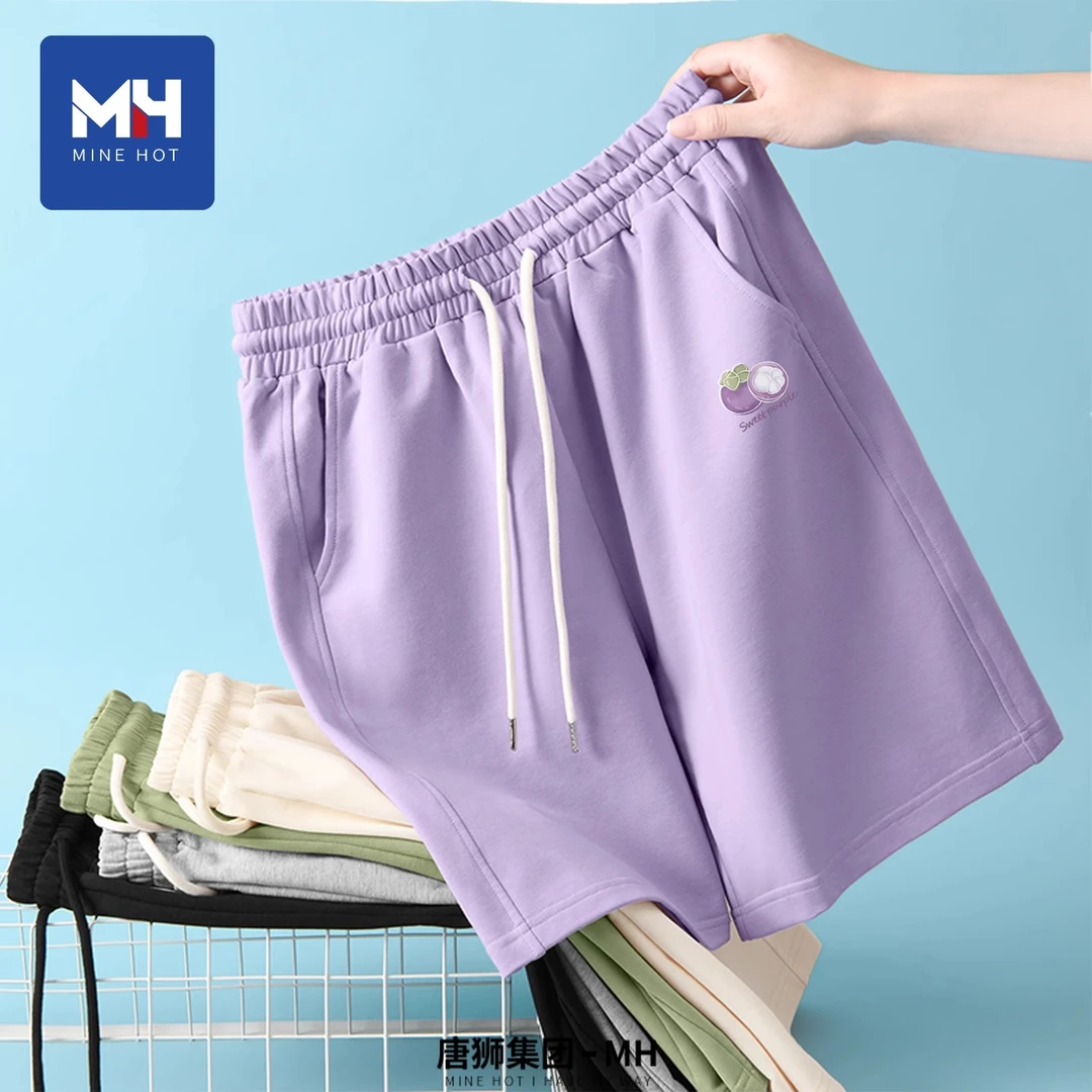 唐狮集团MH运动短裤女2025新款夏季外穿休闲中裤大码针织五分裤S