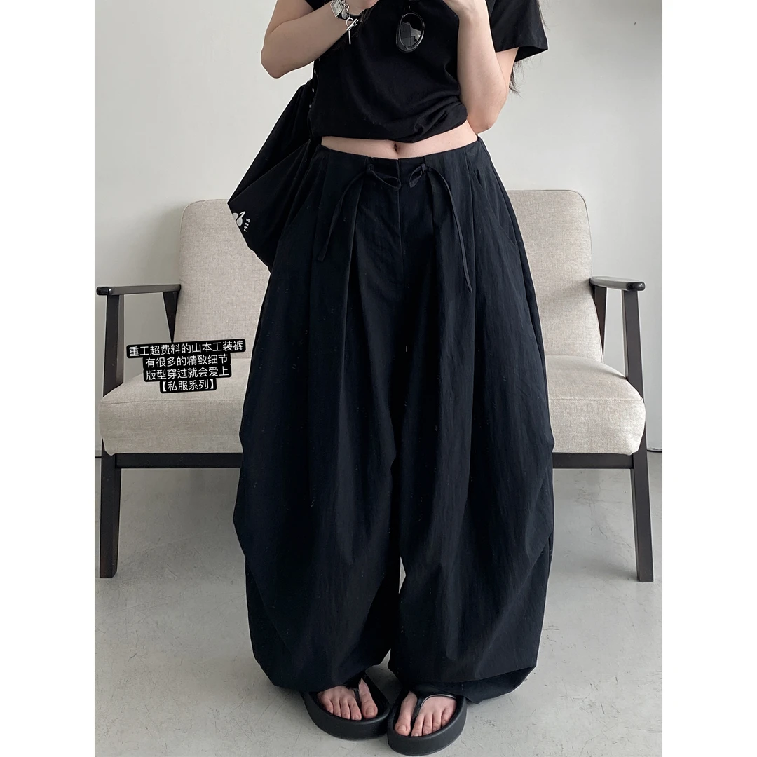 秋季特大码300斤重工立体山本裤宽松抽绳男女水洗工装裤长裤情侣