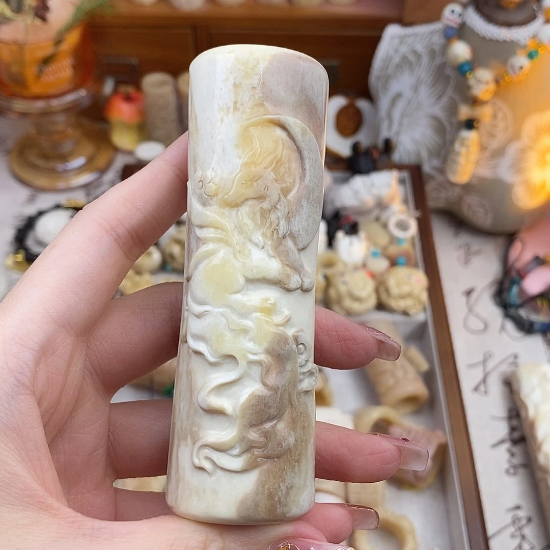 鹿骨把件諾***诺M28鸵鸟骨手雕灵狐骨笛