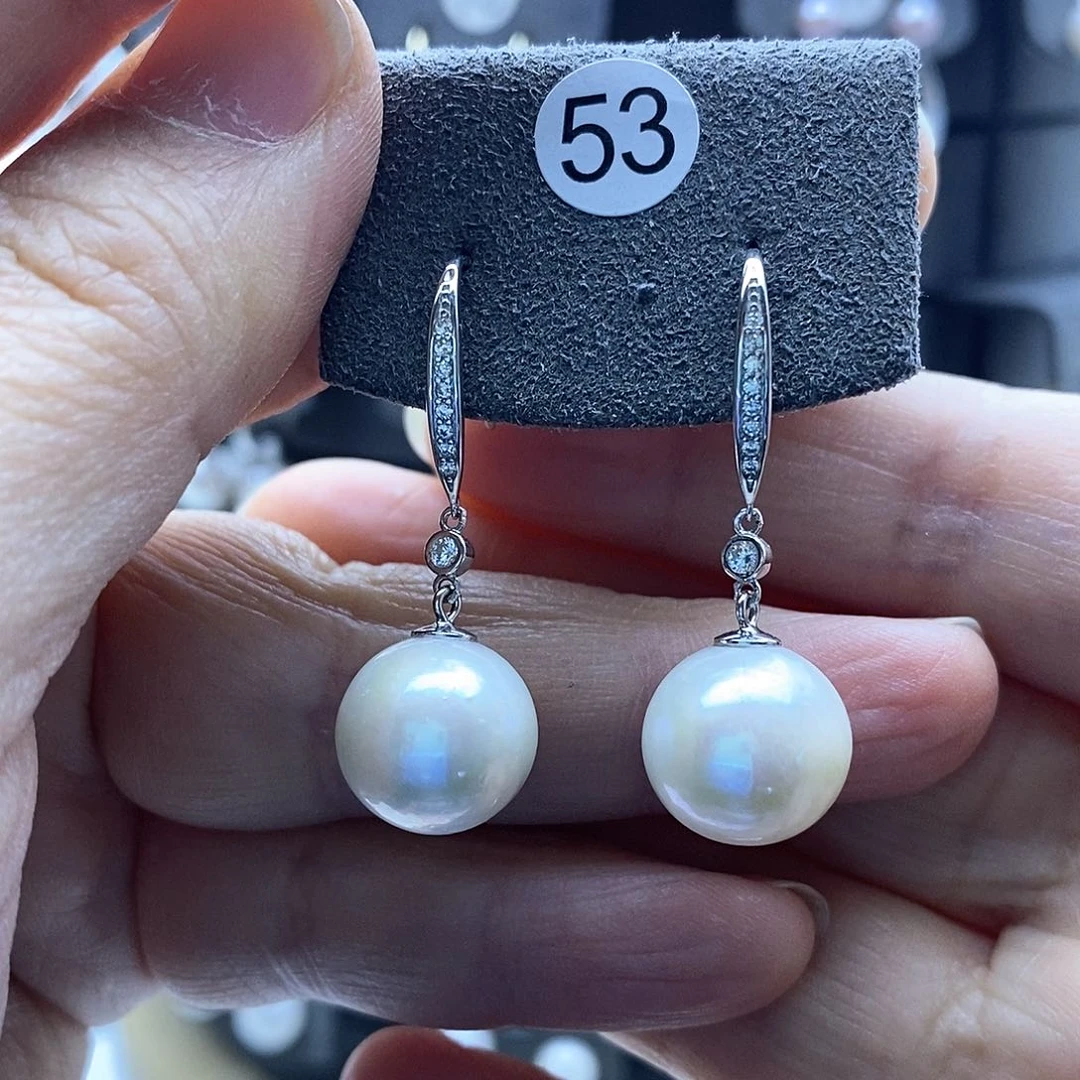 淡水珍珠耳饰银S925镶嵌