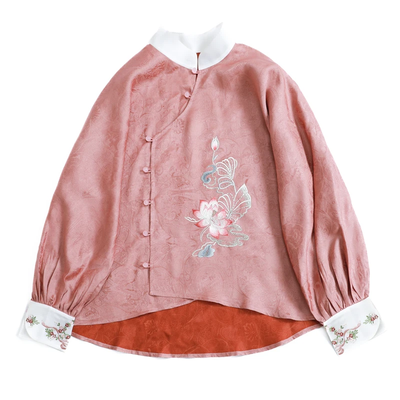「芙蓉初绽」锦依天裁复古国风手工原创刺绣设计日常百搭汉服上衣