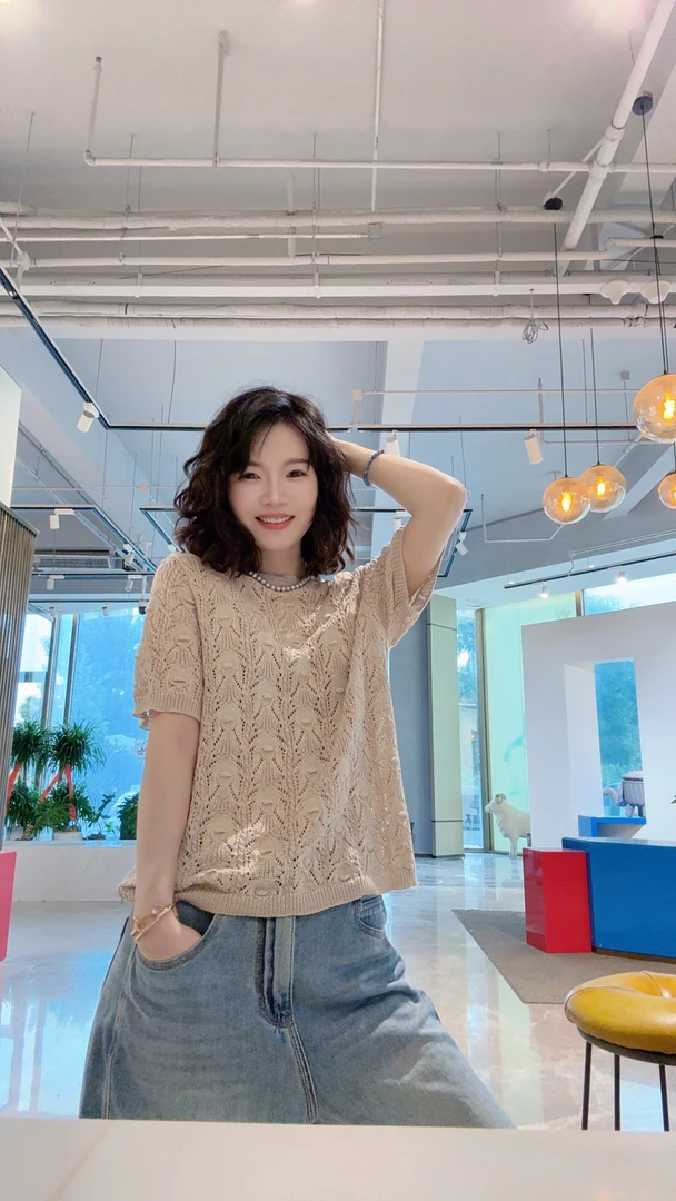 【618专属】千金小衫汉麻镂空针织衫极简风短袖时尚百搭气质款5051