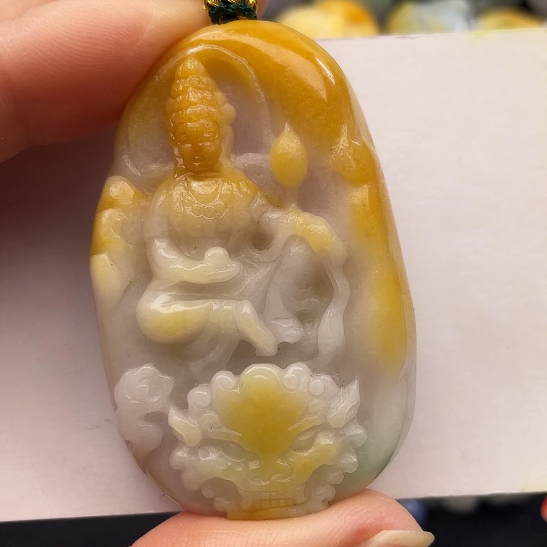翡翠未镶嵌颈饰翡翠文殊菩萨