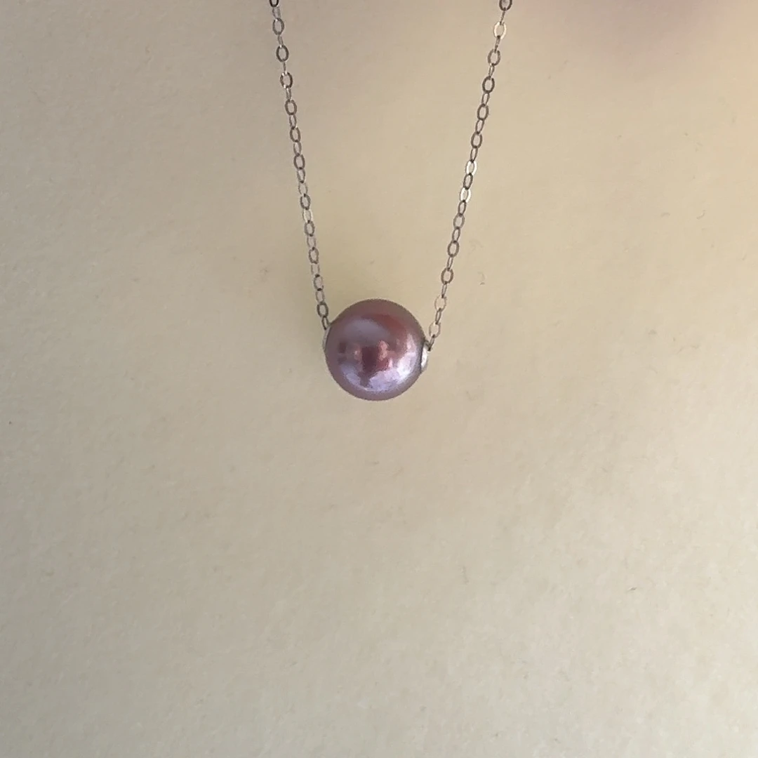 淡水珍珠18K金镶嵌颈饰9-10mm路路通