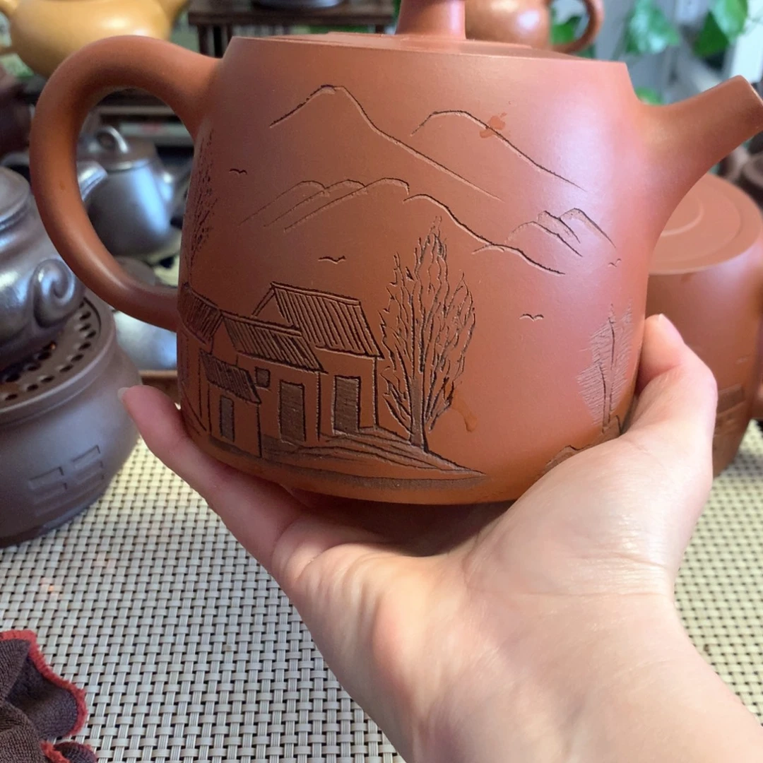 紫砂茶壶宜兴原矿红皮龙660cc