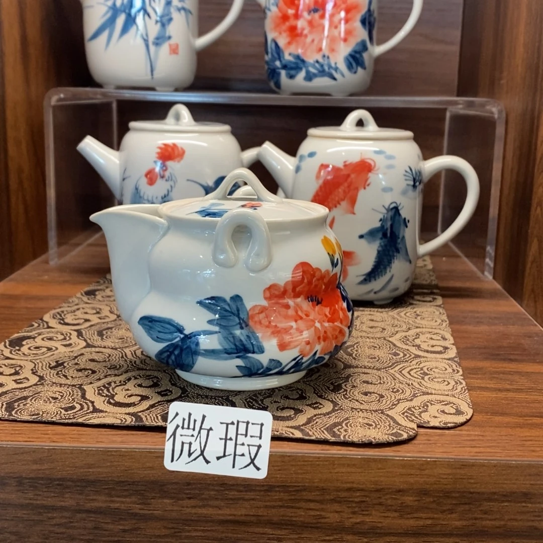 釉下彩老陶泥手工绘制