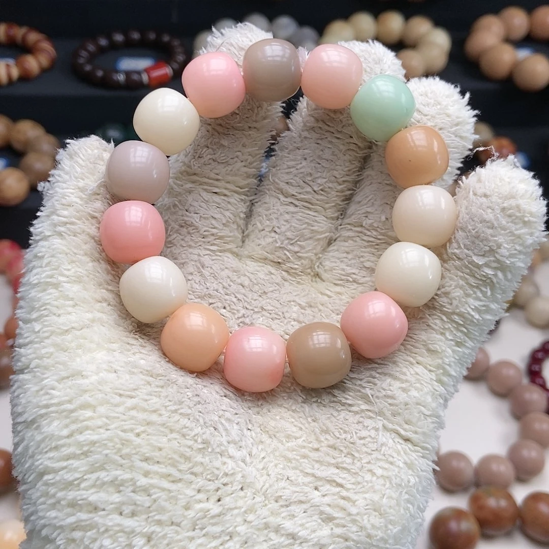 菩提根/象牙果吊坠16mm干磨微瑕粉色