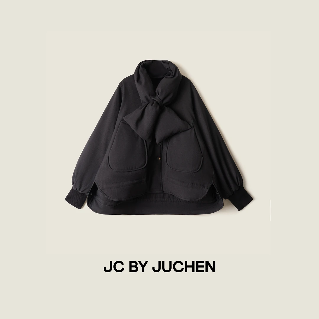 黑标线“北境挽歌”围巾款高蓬鹅绒保暖秋冬外套FW114005-149