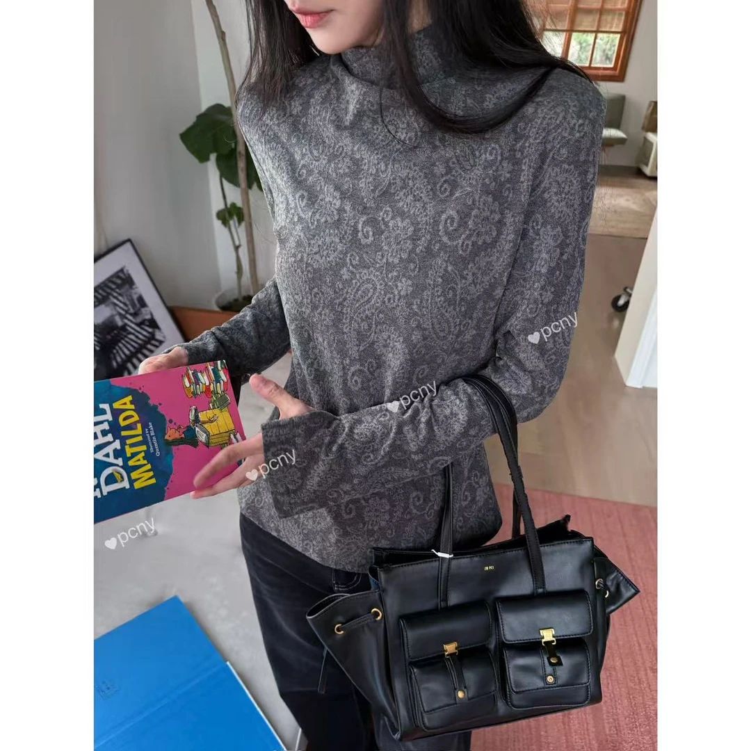 PCNY「安心茧房」不理理冬季新款小众女装时尚高领长袖打底T恤