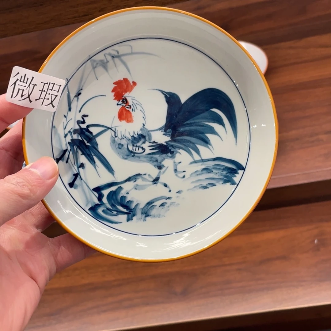 釉下手绘茶具微瑕