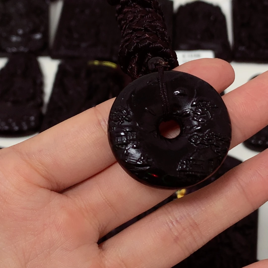 天然缅甸a货钢琴黑挂件